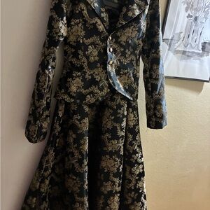 Elegant Black and Gold Floral Suit